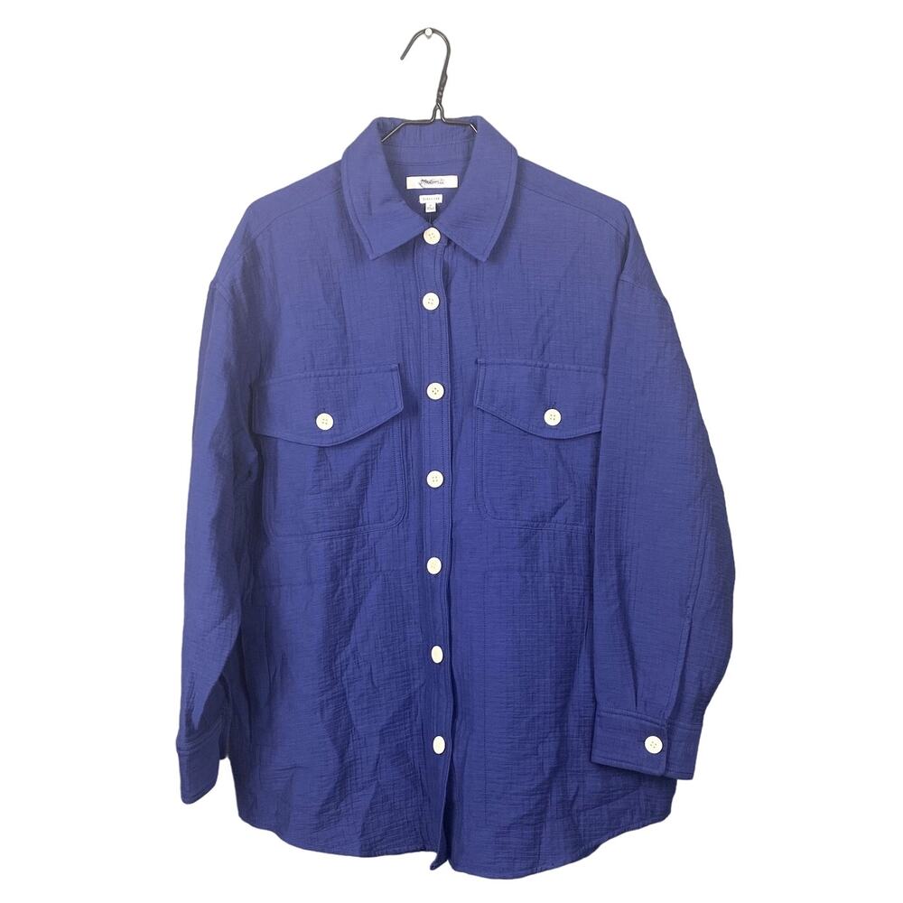 Madewell Shirt Women Small Blue Oversized Shacket Button Up Classic Gorpcore NWT